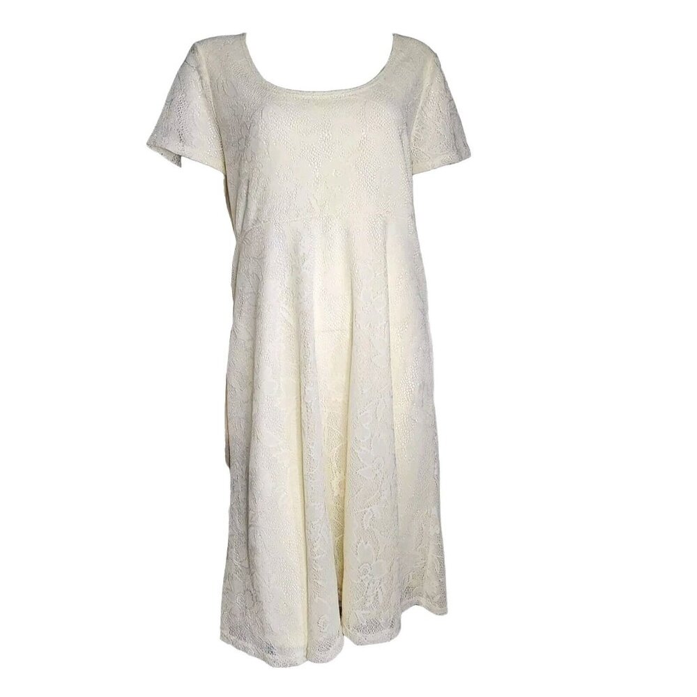 Slinky Brand Dress Womens Large Off White Lace Wedding Bridal Shower Bride Party